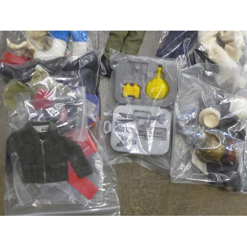 775 - 1960's Action Man figures with clothes, accessories, etc., also some for repairs/spares