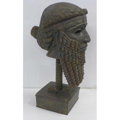 826 - A resin bust of Sargon of Akkad, 34cm