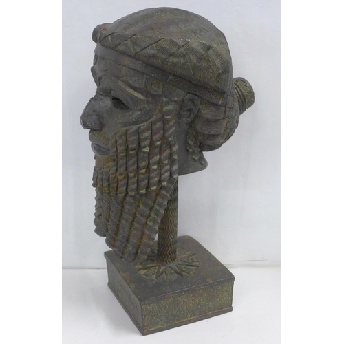 826 - A resin bust of Sargon of Akkad, 34cm