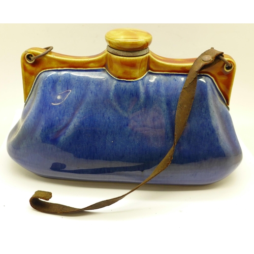 828 - A Bourne Denby hot water bottle in the form of a bag, width 24cm