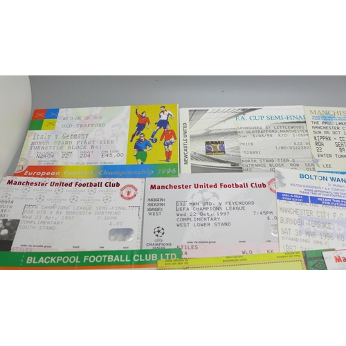 851 - Fifty-two assorted football match tickets including 1990's Manchester United