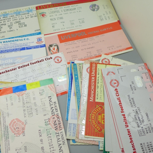 851 - Fifty-two assorted football match tickets including 1990's Manchester United