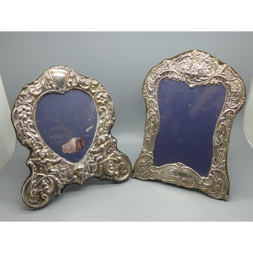 858 - Two hallmarked silver photograph frames, tallest 21.5cm