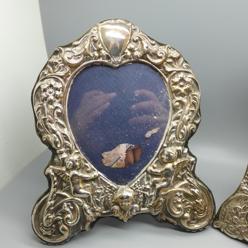 858 - Two hallmarked silver photograph frames, tallest 21.5cm