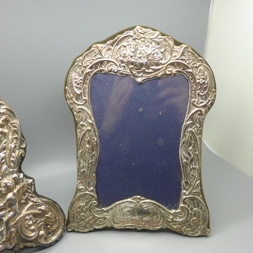 858 - Two hallmarked silver photograph frames, tallest 21.5cm