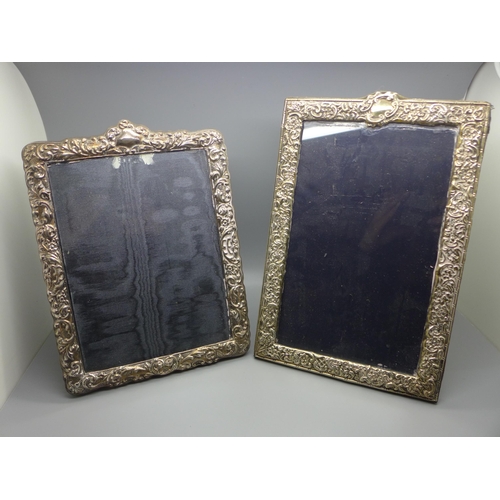 860 - Two hallmarked silver photograph frames, tallest 27.5cm