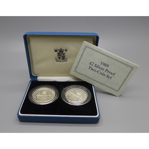 871 - A 1989 £2 silver proof two-coin set, Tercentenary of the Bill of Rights and the Claim of Right, Roya... 