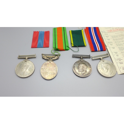 873 - A WWI British War medal to 82039 Gnr. S. Soper R.A., a George VI Territorial medal to 2083588 Cpl. S... 