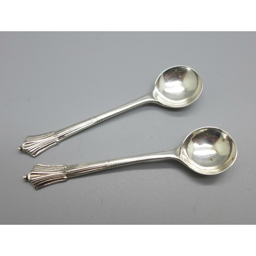 891 - A pair of late Victorian silver Albany pattern salt spoons, Birmingham 1896