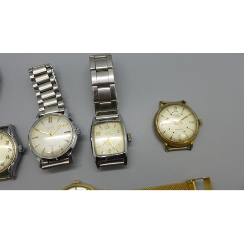 910 - Six wristwatches including a gentleman's Poljot, and one lady's Tissot, glass a/f, (Aries lacking ca... 