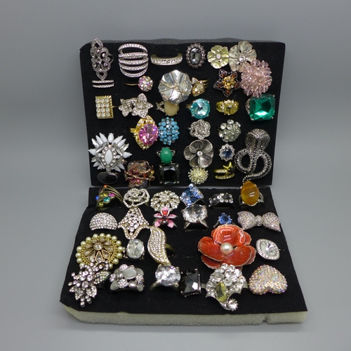 930 - A collection of fifty-four large costume rings