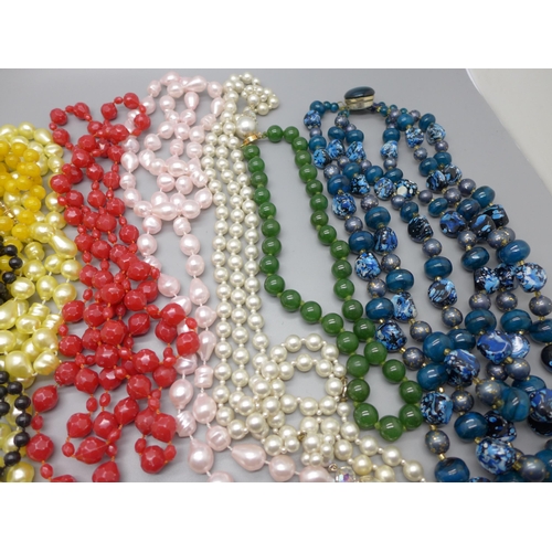 937 - A collection of bead necklaces