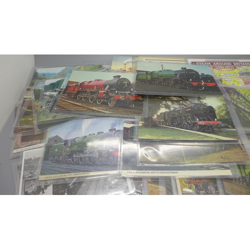 939 - Postcards; a collection of railway engine postcards, mainly steam, (60)