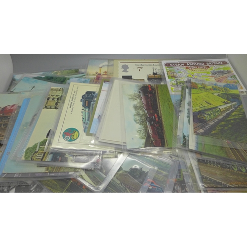 939 - Postcards; a collection of railway engine postcards, mainly steam, (60)