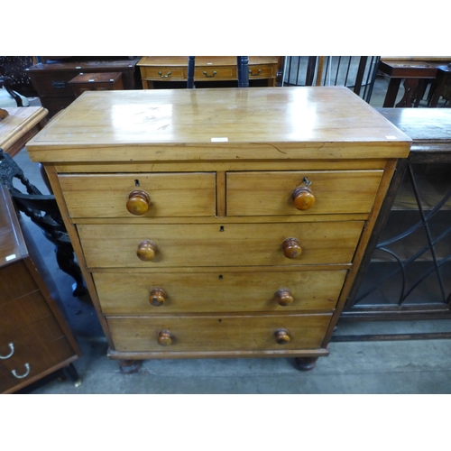 157 - A Victorian birch chest of drawers