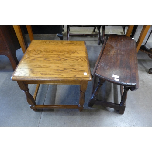 202 - An oak drop-leaf occasional table and an oak occasional table