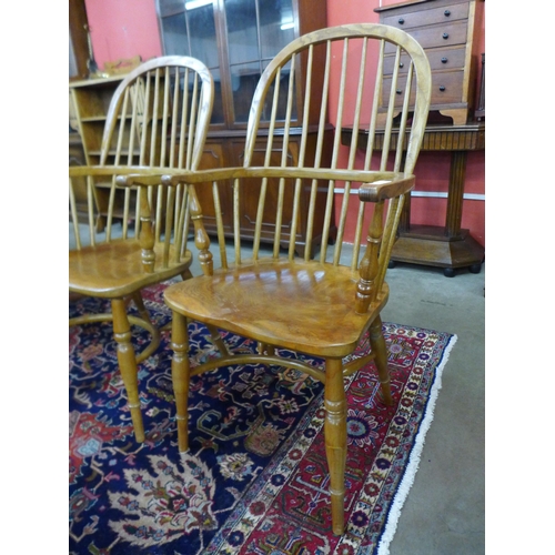 27 - A pair of elm and beech Windsor armchairs