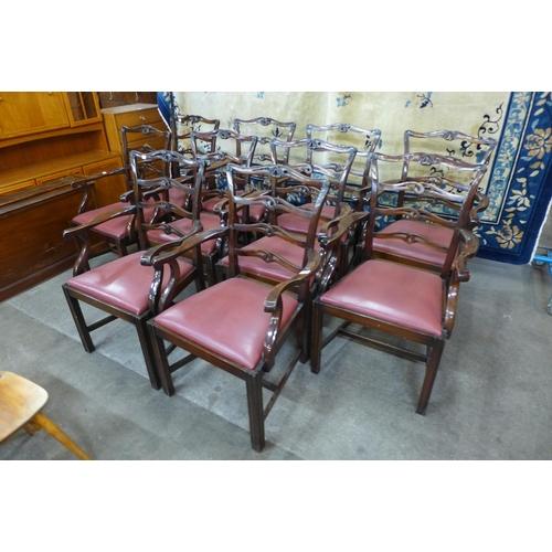 282 - A set of ten Chippendale Revival mahogany dining chairs