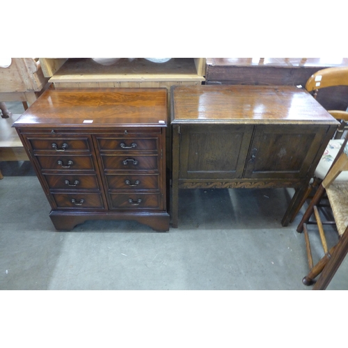 288 - A mahogany hi-fi cabinet and an oak washstand