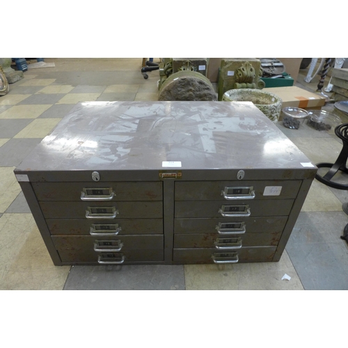 314 - A steel table top index drawer cabinet