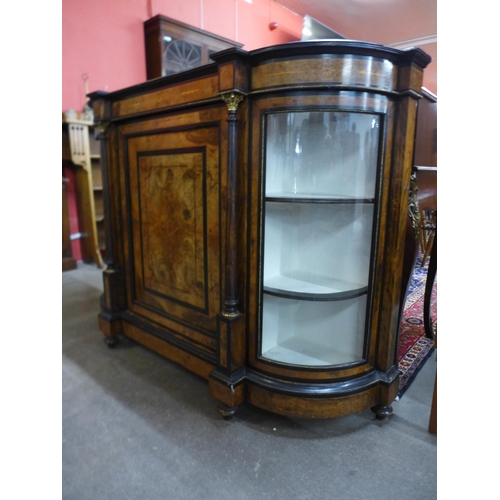 33 - A Victorian inlaid walnut, ebonised and gilt metal mantel credenza