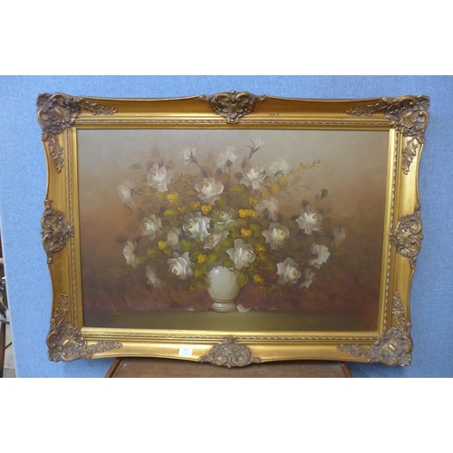 349 - * Cooper, still life of flowers in a vase, oil on canvas, framed