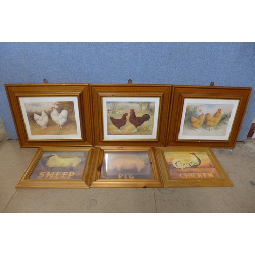 354 - Six prints of farmyard animals