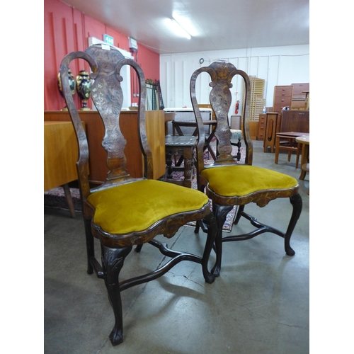 59 - A pair of 18th Century Dutch walnut and marquetry inlaid side chairs