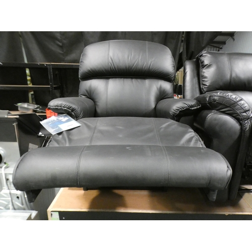 3139 - Lazyboy black leather manual reclining armchair RRP £1029.99* this lot is subject to VAT