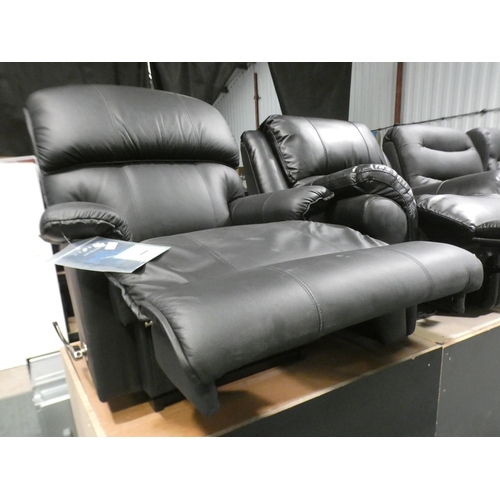 3139 - Lazyboy black leather manual reclining armchair RRP £1029.99* this lot is subject to VAT