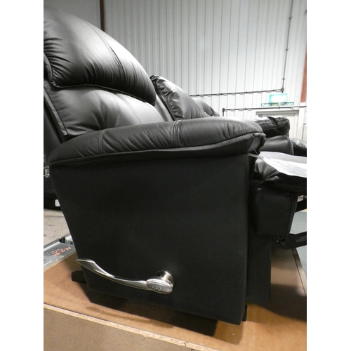 3139 - Lazyboy black leather manual reclining armchair RRP £1029.99* this lot is subject to VAT