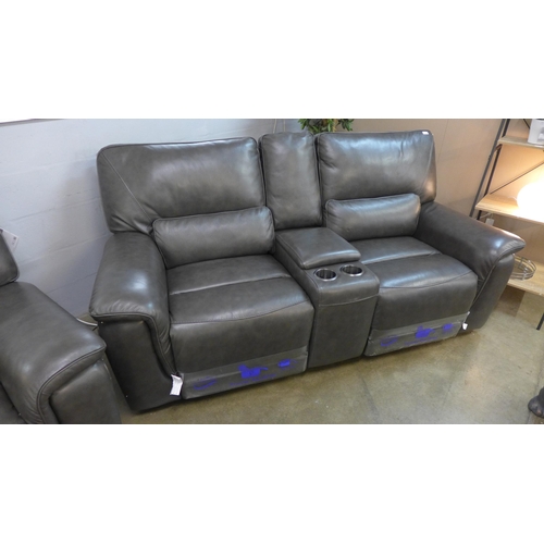 1301 - A Maxwell Two Seater Grey Recliner Leather sofa with centre console, RRP £1166.66 + VAT (4070-11) * ... 
