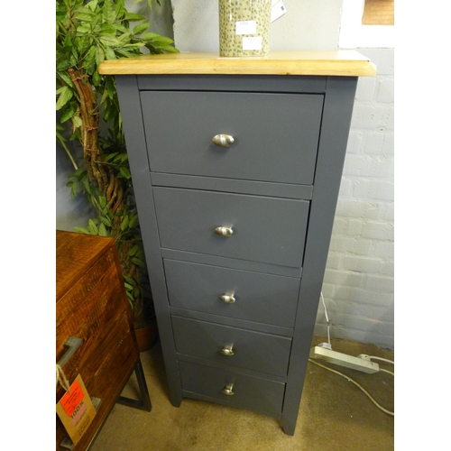 1335 - A Bergen blue painted oak five drawer tallboy * this lot is subject to VAT