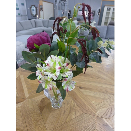 1348 - A mixed alstromeria and peony arrangement in a glass vase (54954310)   #