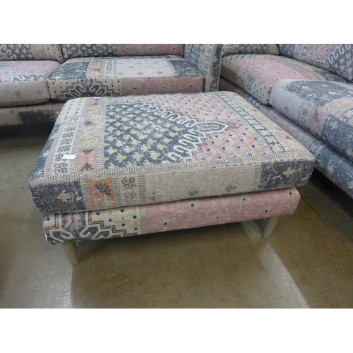 1351 - A blue, pink and cream upholstered footstool