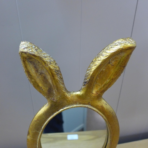 1367 - A large antique gold rabbit ears dressing mirror H42cms (MK4711)        #