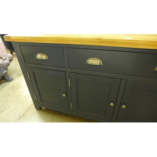 1369 - A Hampshire blue painted oak large four door four drawer sideboard * this lot is subject to VAT