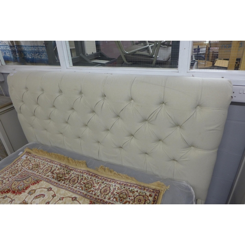 1397 - An oatmeal buttoned kingsize bed frame