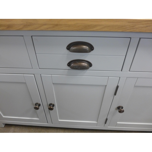 1439 - A Hampshire grey painted oak there drawer, three door sideboard * this lot is subject to VAT