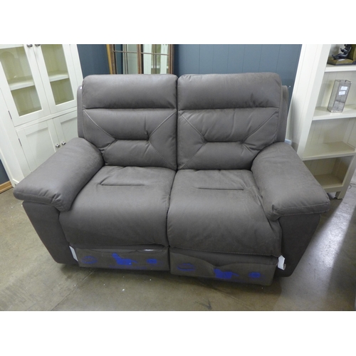 1443 - A Kuka Brown Fabric Two Seater Power Recliner (model:- KM.012), RRP £916.66 + VAT (4070-24) * This l... 