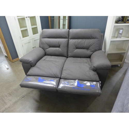 1443 - A Kuka Brown Fabric Two Seater Power Recliner (model:- KM.012), RRP £916.66 + VAT (4070-24) * This l... 