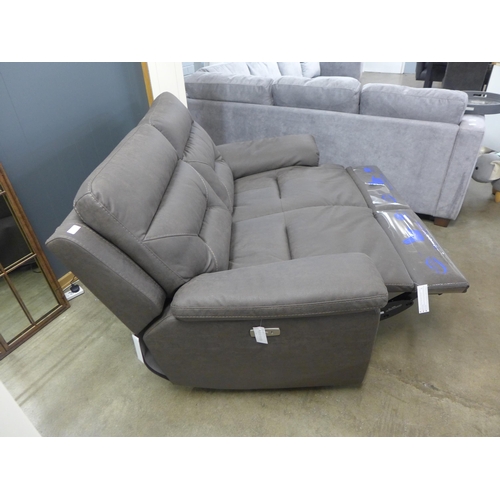 1443 - A Kuka Brown Fabric Two Seater Power Recliner (model:- KM.012), RRP £916.66 + VAT (4070-24) * This l... 