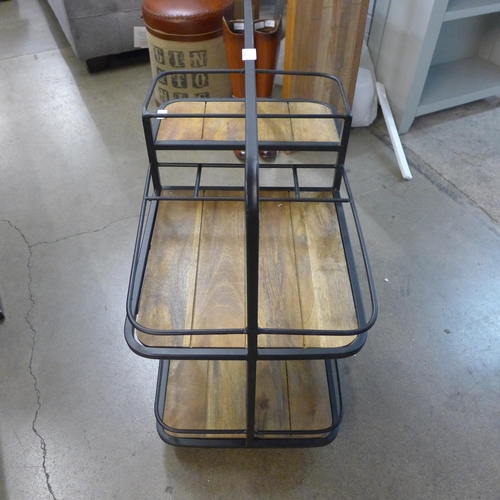 1458 - An iron and mango wood drinks trolley, H 81cms,  W 61cms (683269)   #