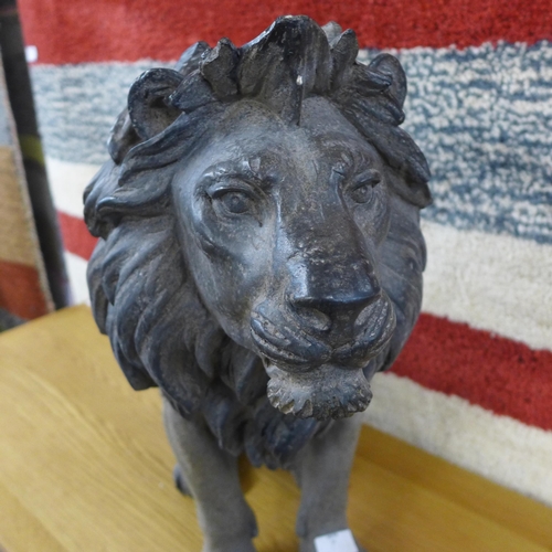 1499 - A large bronze effect sitting lion figure H52cms (CRT6649)         #