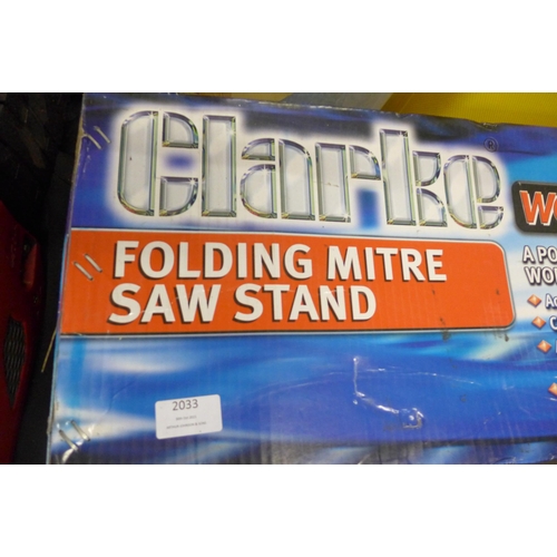 2033 - Clarke folding mitre saw stand - boxed and unused