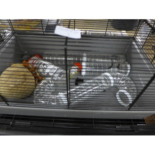 2187 - Pair of hamster/guinea pig cages with tunnelling/accessories