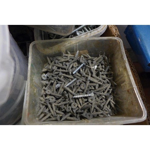 2203 - Box of assorted screws, nails, etc.