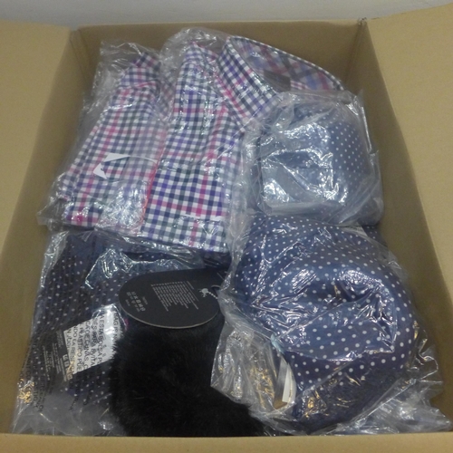 2267 - Box of approx. 20-25 pieces of miscellaneous men's clothing; shirts, trousers, ties, Cable & Gauge b... 