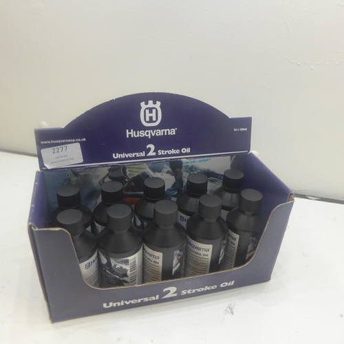 2277 - Box of ten 100ml bottles of Husquvarna 2 stroke oil