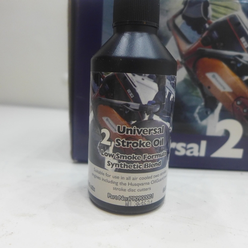 2277 - Box of ten 100ml bottles of Husquvarna 2 stroke oil